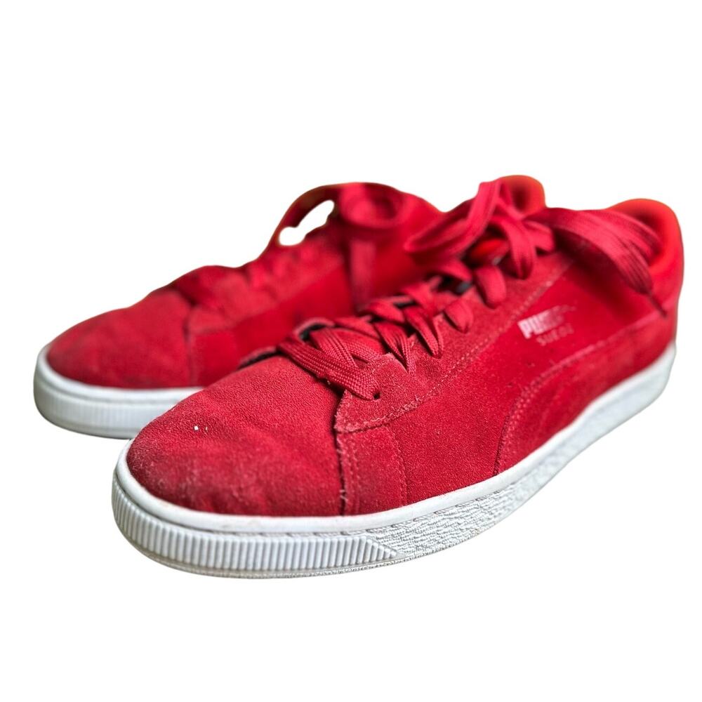 Puma x Trapstar Clyde Suede Sneakers in Barbados Cherry + White Men's Size 12
